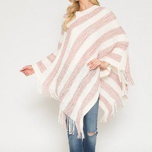 Sweet Stripe Sweater Poncho